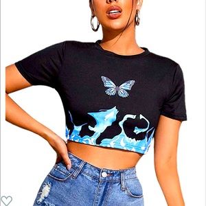Cropped butterfly tee